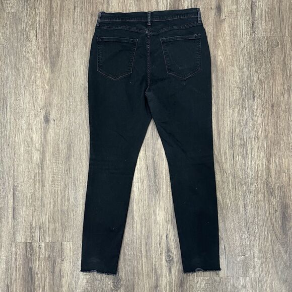 ana a new approach Size 14 High Rise Jeans Jeggings Black Raw Cut Hem Button Up - Picture 3 of 11